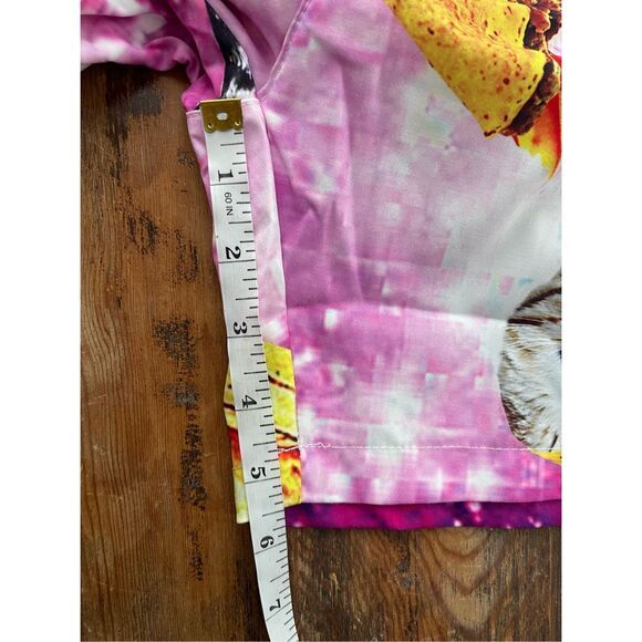 B6‎ Women's Galaxy Cat Print Playsuit Romper Shorts Blue Pink Size Medium - Picture 7 of 8